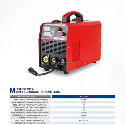 220V Smart Inverter MIG 280 Machine de soudage pour le fer en acier inoxydable 60% Tig Inverter
