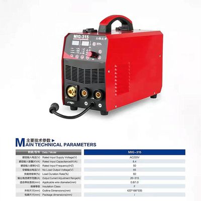 Invertisseur IGBT certifié CE 4 en 1 Mig Tig MMA Machine de soudage MIG315 pour soudage en acier inoxydable